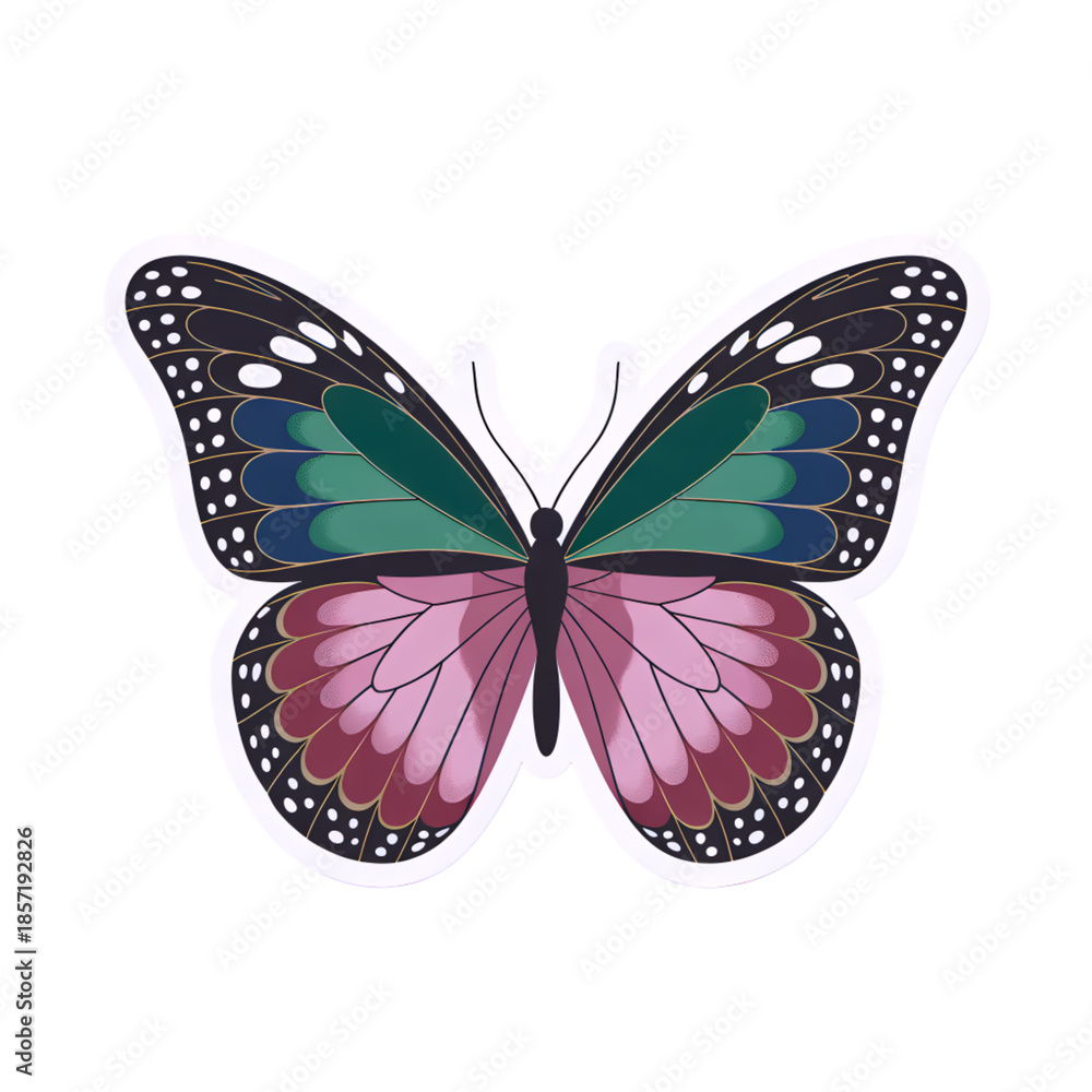 Obraz premium Exquisite Butterfly Illustration with Intricate Wing Patterns in Vibrant Colors