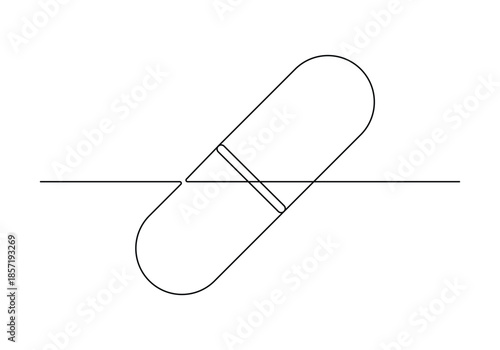 Continuous one line medicine tablet  drawing pills single line icon vector illustration