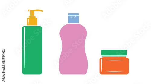 Icon set for women's body care bottles. Beauty illustration on a white background.