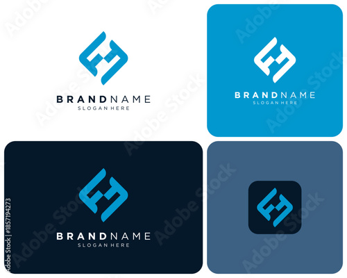 Initial Letter FF Rotation Mirror Rotate Symmetry Abstract Modern Vector Logo Design Illustration