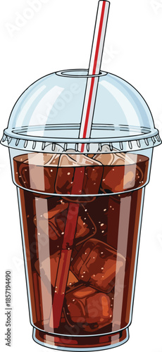 Cold Drink in a Plastic Cup with Straw