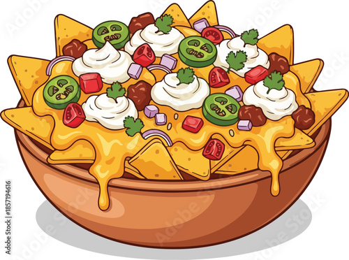 Delicious Nachos with Cheese Jalapenos and Sour Cream