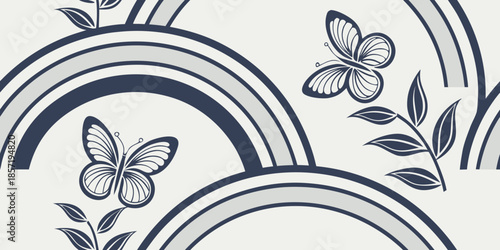 Seamless Flowing Arc Vector Pattern, Smooth Curved Flat Background for Modern Website Design