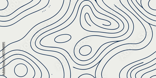 Seamless Thin Line Contour Vector Pattern, Topographic Style Flat Background for Website Design