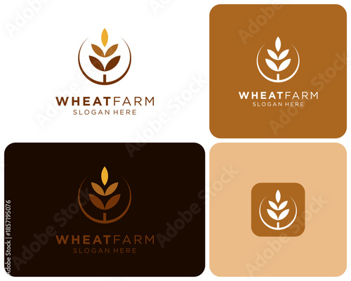 Wheat Grain Rye Leaf Plant Crop Farm Agriculture Organic Food Vector Logo Design Illustration