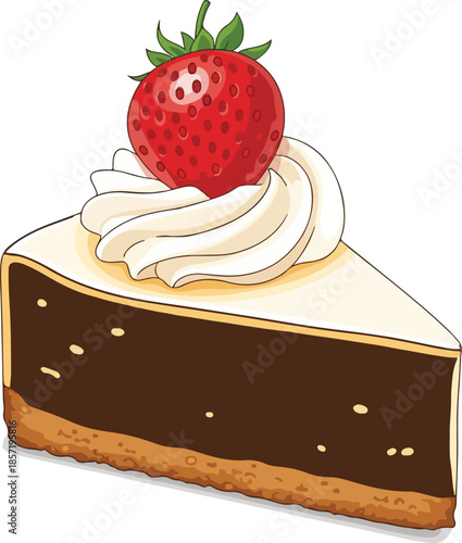 Delicious Chocolate Cream Pie Slice with Strawberry