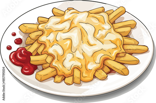 Delicious Cheese Fries with Ketchup