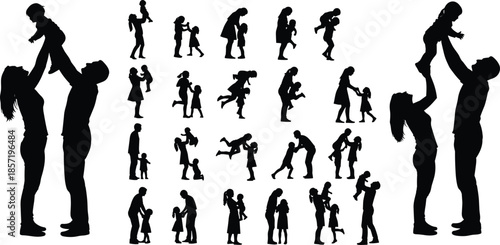 Massive Vector Silhouette Collection of Diverse People, Featuring Families, Business Professionals, Laborers, and Fashion Models, Excellent for General Human Activity and Lifestyle 