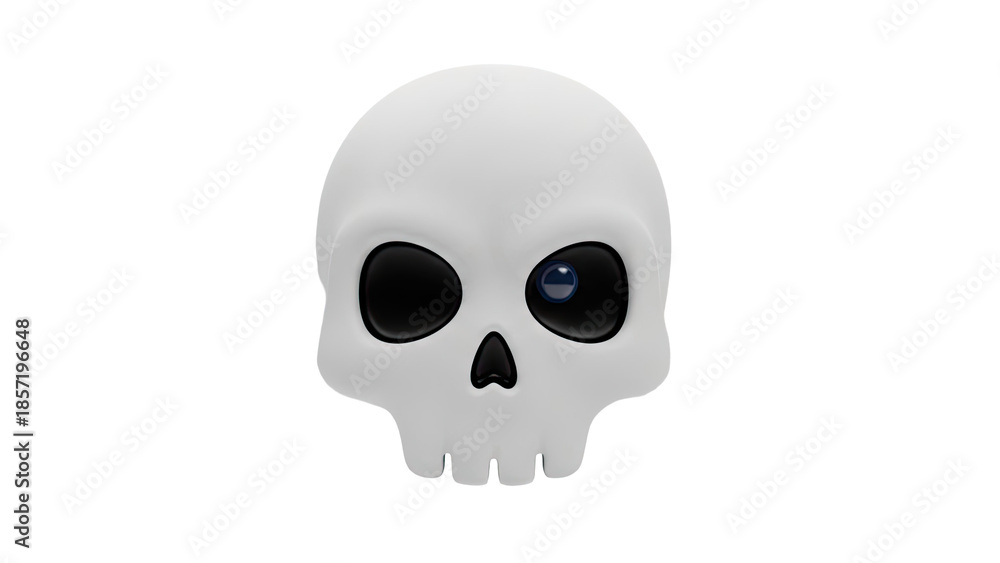 Fototapeta premium 3D Cartoon Skull with One Blue Eye on transparent background