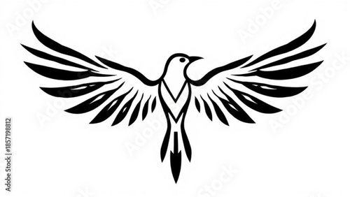 Black silhouette vector illustration of a wild eagle and a peaceful dove with flying wings as a nature tattoo symbol design