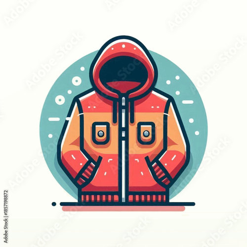 Red and Orange Hooded Sweatshirt Illustration.