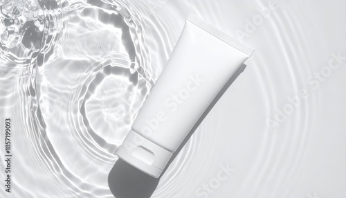 A clean, plain white cosmetic tube and a white dropper bottle with a silver cap, both