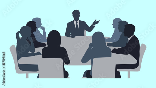 Businessman Leading Meeting with Colleagues Around Table.