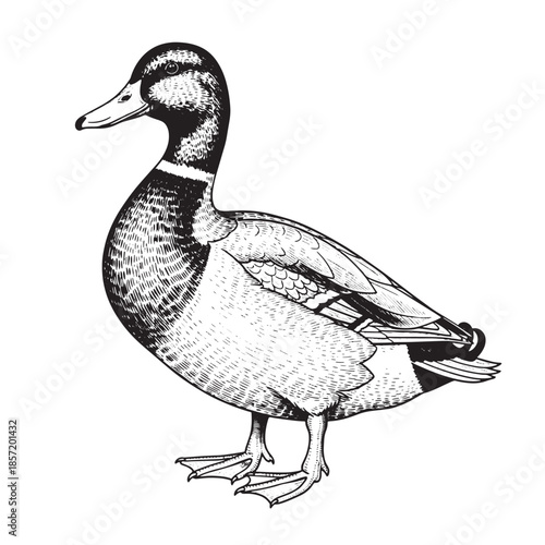 Mallard Duck Vintage Sketch Drawing