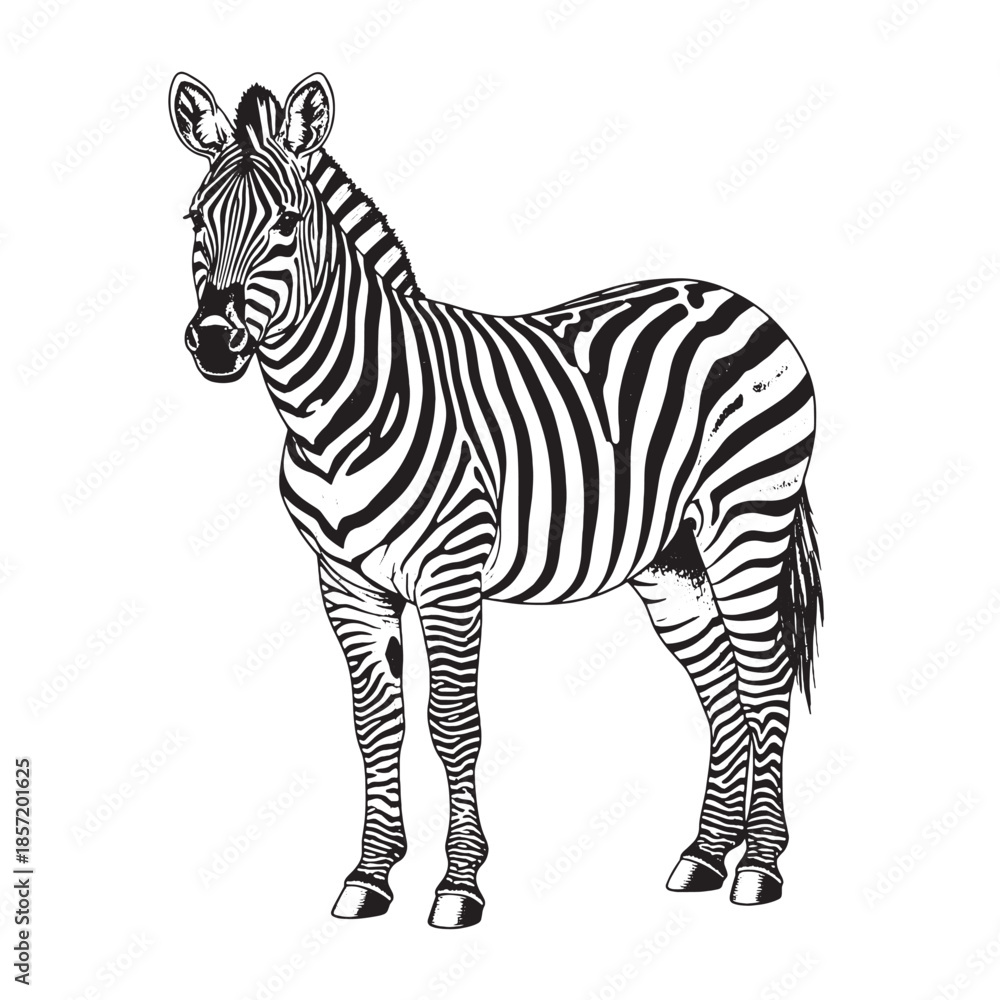 Naklejka premium Zebra Hand Drawn Vintage Illustration