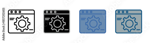 
app icon set multiple style collection with computer and gear design