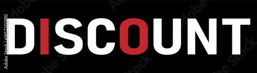 White and red lettering DISCOUNT text sticker