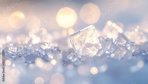 Close-up of glistening, crystalline structures with a soft, out-of-focus background glow