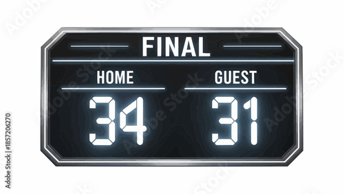 Digital Scoreboard Displaying Final Sports Game Result 34-31