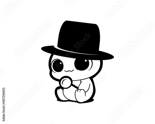 cute baby detective character logo