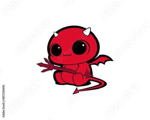 cute devil baby character logo