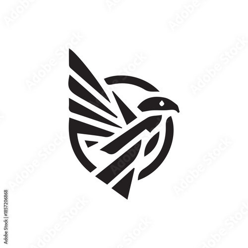 Abstract geometric hawk or eagle logo with spread wings