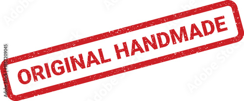 Red grunge effect rectangular stamp with ORIGINAL HANDMADE lettering, indicating authentic handcrafted items