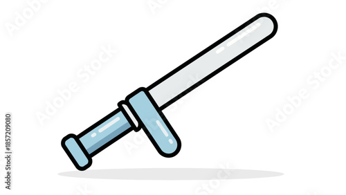 Simple cartoon illustration of a police baton or nightstick isolated on white background, concept for security concept, law enforcement icons and defense tools