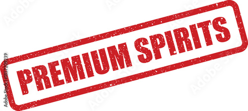 Red grunge effect stamp featuring Premium Spirits text, great for beverage bottle labeling