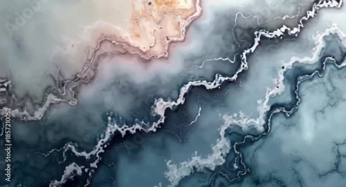 Luxurious Abstract Liquid Marble Texture Background with Flowing Blue and Gold Waves