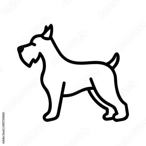 Pet. Animal. Simple line art icon of a dog. Schnauzer.