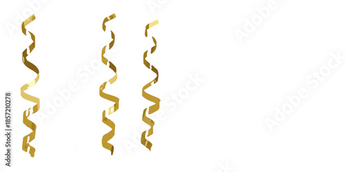 Golden ribbons and streamers against a stark black background simple design
