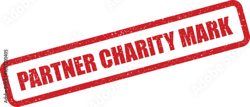 Red grunge stamp presenting Partner Charity Mark for nonprofit organizations and philanthropic partnerships