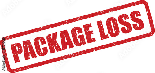 Red grunge stamp text showing package loss inside a rectangular outline for tracking problems