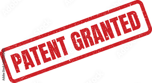 Red textured rubber stamp impression showing PATENT GRANTED text, signifying official approval document