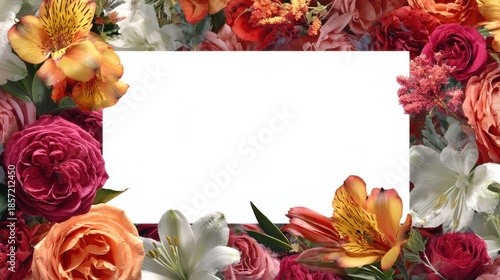 Beautiful floral frame with white blank space