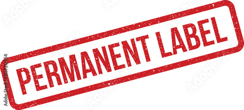 Rough rectangular mark showcasing the phrase Permanent Label for product identification and lasting item classification