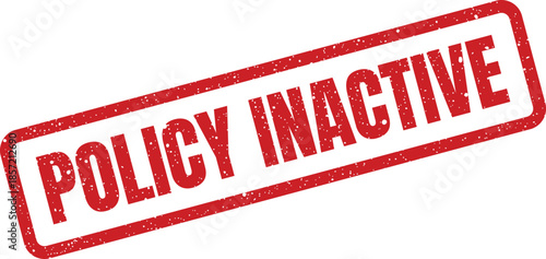 Rustic red rubber stamp with the message policy inactive for status updates on official documents