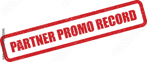 Textured grunge effect stamp featuring the words Partner Promo Record for tracking promotional activities
