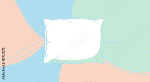Clean white pillow on a soft pastel background, perfect for cozy sleep and relaxation.