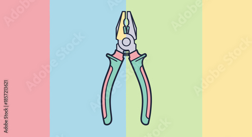 Pliers tool on pastel background