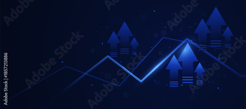 Business Growth and Financial Success Concept with Upward Arrows