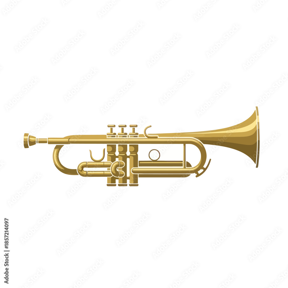 Obraz premium Golden trumpet on a white background.