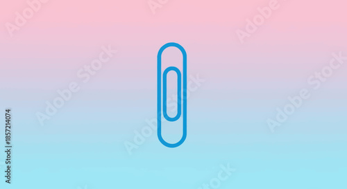 Blue paper clip on a pink and blue gradient background