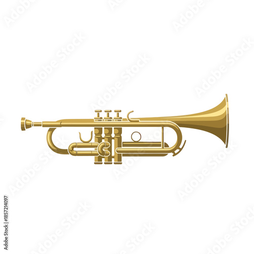Golden trumpet on a white background.