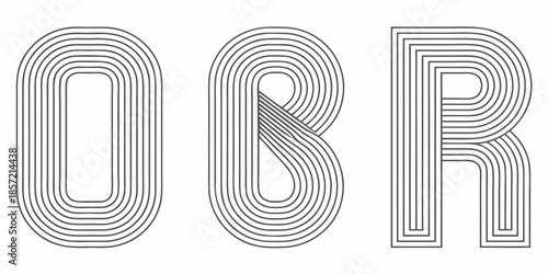 Abstract illustration of the letters obr with parallel lines and modern design
