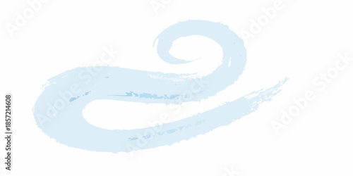 A light blue abstract brushstroke forming a swirl shape on a white background