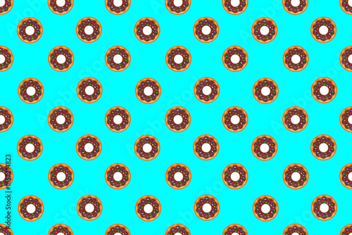 Donut seamless pattern. Donuts pattern on white background. Sweet donut pattern with colorful sprinkles. Seamless pattern with glazed donuts.