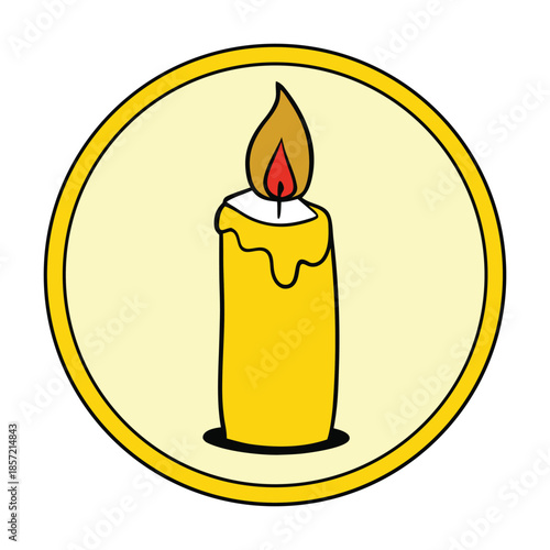 Soft yellow candlelight glows in a gentle circle, creating a warm, peaceful mood with subtle shadows, cozy ambience, and calming warmth on a clean, elegant background.
