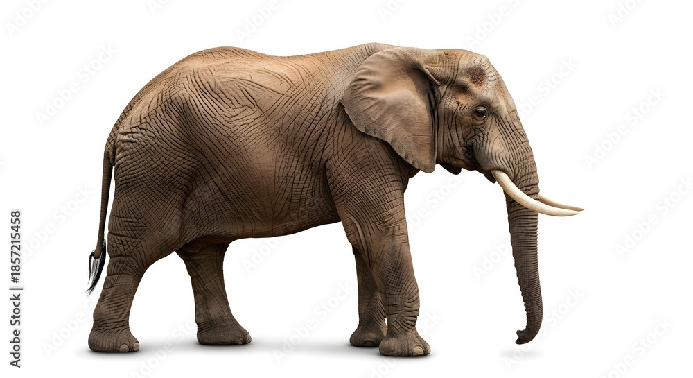 Fototapeta premium Brown Elephant Standing Isolated on White Background